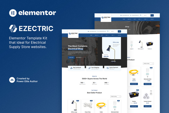Ezectric – 电气用品商店 Elementor 模板套件